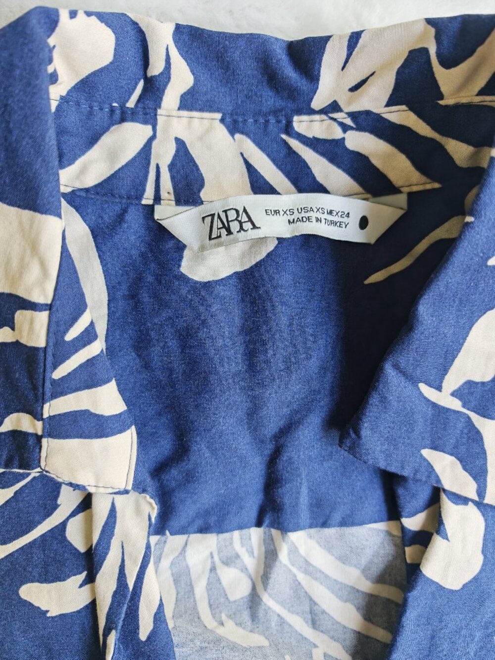 ZARA Blue Tropical Palm Print Matching Set XS/S Crop Tie Top & Midi Wrap Skirt R - Picture 8 of 16